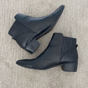 Halogen Black Leather Ankle Boots, Size 9